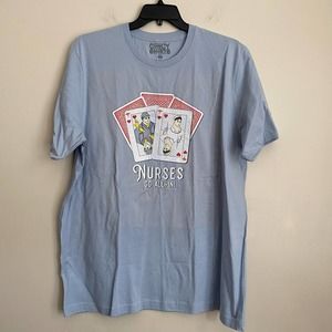 Cincy Shirts “Nurses Go All In” 2XL Plus Size Sky Blue Graphic Tee